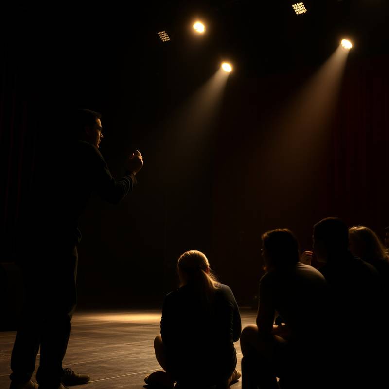 Stillaufnahme einer Theatervorstellung während des Fortgeschrittenen Schauspieltechnik Kurses